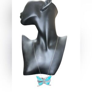 Elegant Sterling Silver and Blue Butterfly Pendant Necklace